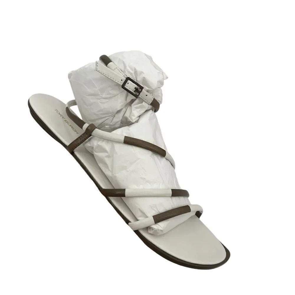 NIB Tory Burch Split Mignon Multi-strap Sandal In Gardenia Toasted size 11